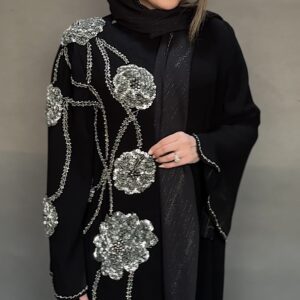 عبا جواهردوزی شده نقره ای برند سارا ضیا مدل Moon Flower