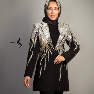 کت تک پولک دوزی مشکی برند سارا ضیا مدل Lustra