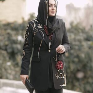 کت تک جواهردوزی مشکی برند سارا ضیا مدل Royal rose